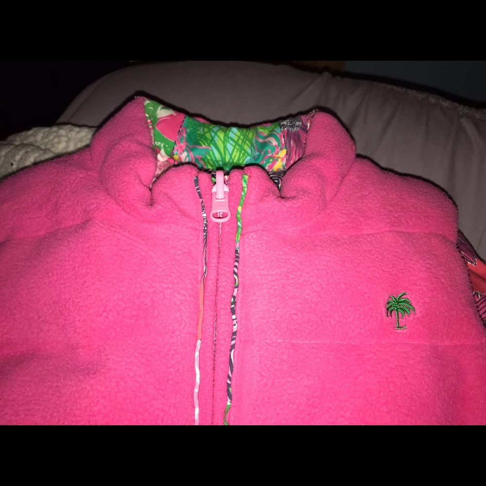 Lilly Pulitzer girls reversible puffer vest 8/10